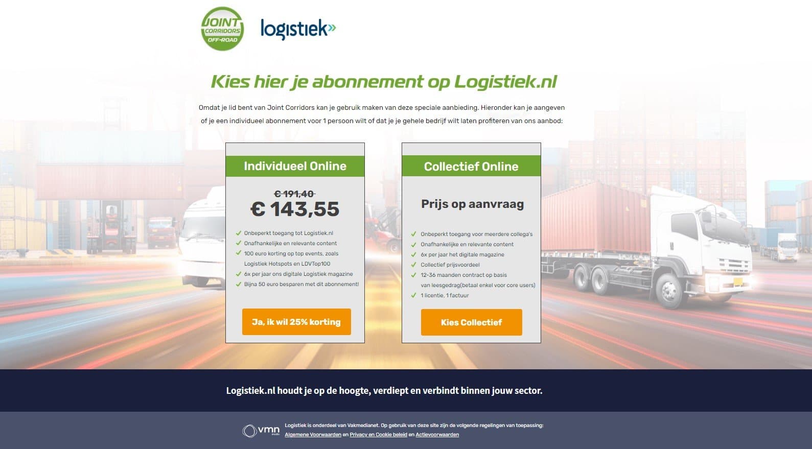 landingspagina logistiek.nl en JCOR